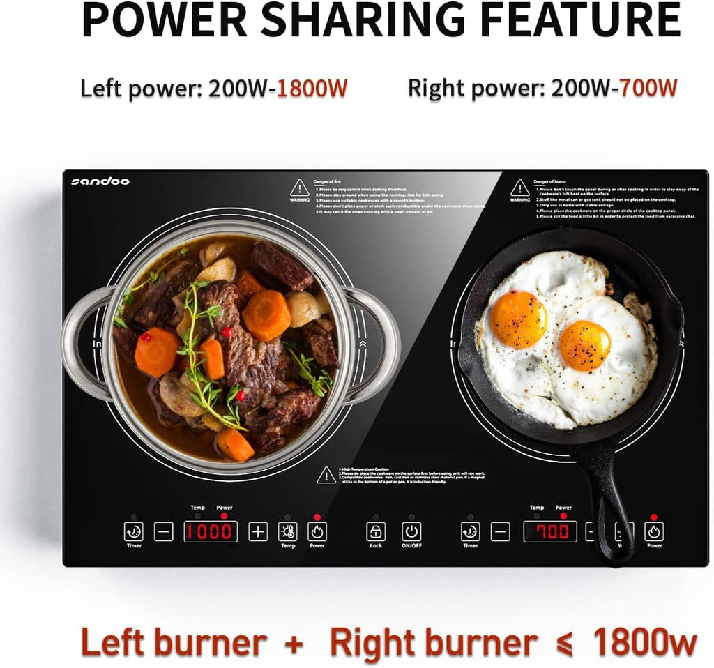 1800W Double Induction Cooktop with Kids Safety Lock O5914