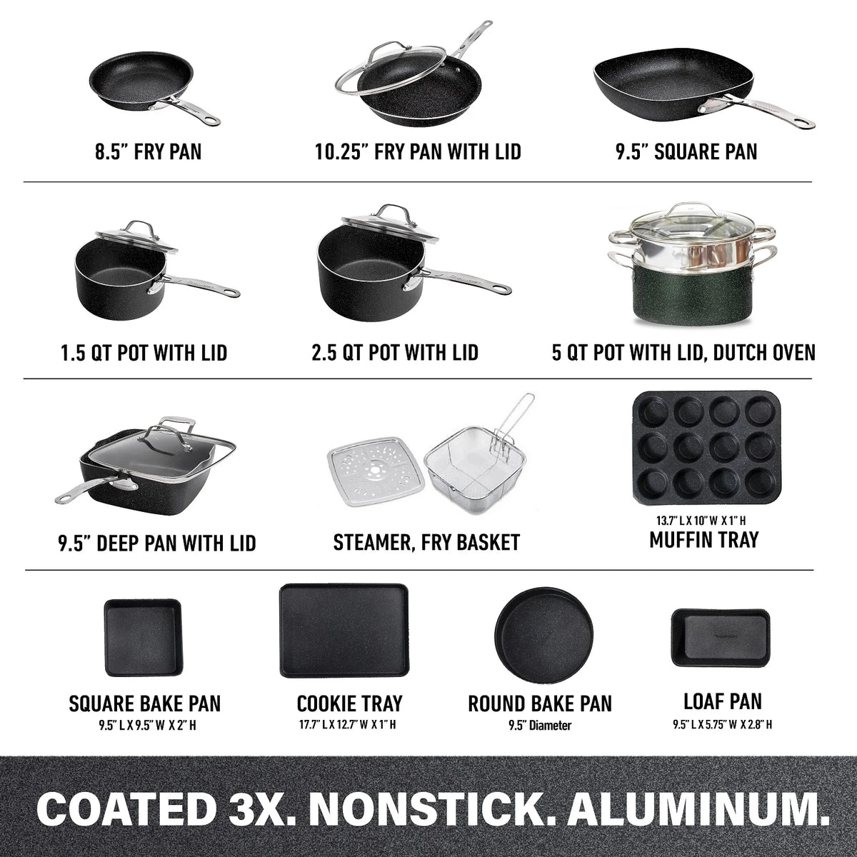 20 Piece Nonstick Cookware and Bakeware Set D16752