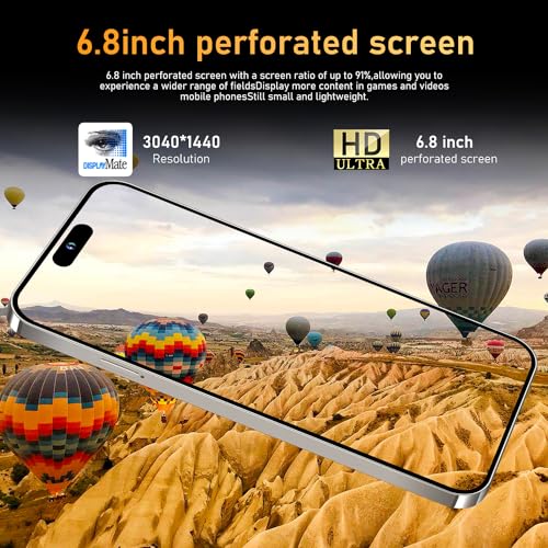 Unlocked Smartphone 6.8" HD Screen 6800mAh 6+256GB with 128GB Memory Card D5653