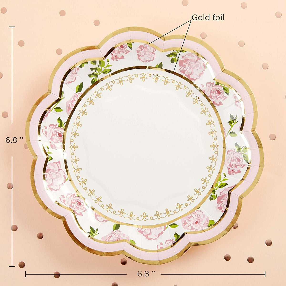 32 Pcs 7 Inch Pink Floral Paper Plates W3767