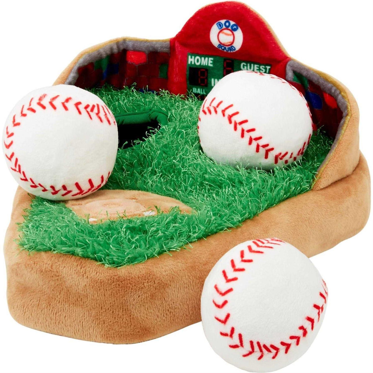 Baseball Hide & Seek Puzzle Plush Squeaky Dog Toy O9111
