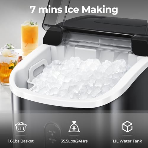 Black Countertop Nugget Ice Maker with Self-Cleaning N17633