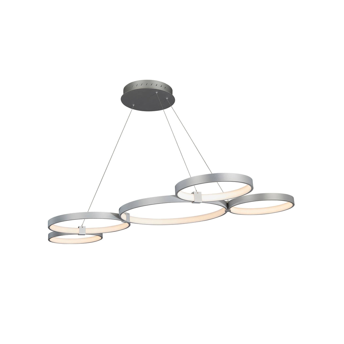 Silver 55x22 LED Adjustable Multi-Ring Chandelier V64012