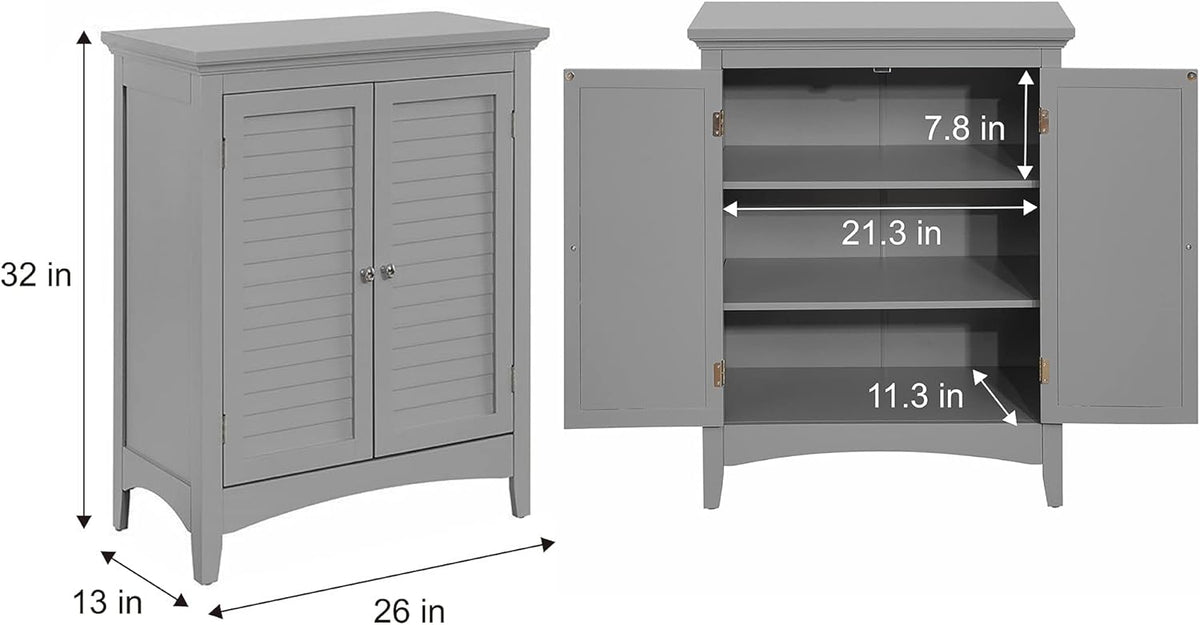 Grey Freestanding Floor Cabinet with 2 Shutter Doors O575
