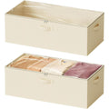 2 Pack 10 High Under Bed Storage Containers with Lids (Beige) T825