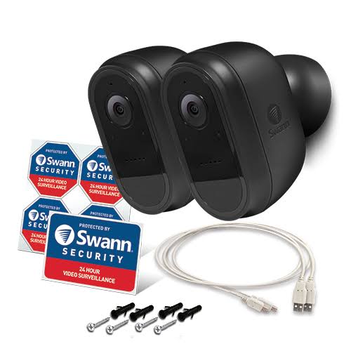 Indoor/Outdoor 1080p Wi-Fi Wire-Free Surveillance Camera 2-Pack Black Y156563