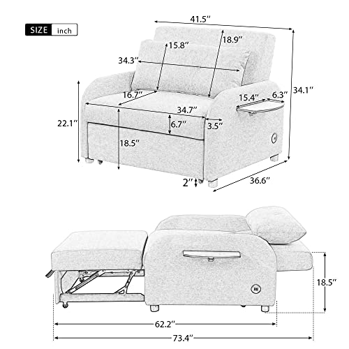 Teal 3-in-1 Single Sofa Bed Sleeper Chair K412819