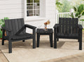 3 Piece HDPE Adirondack Chair Set with Side Table Black O18350