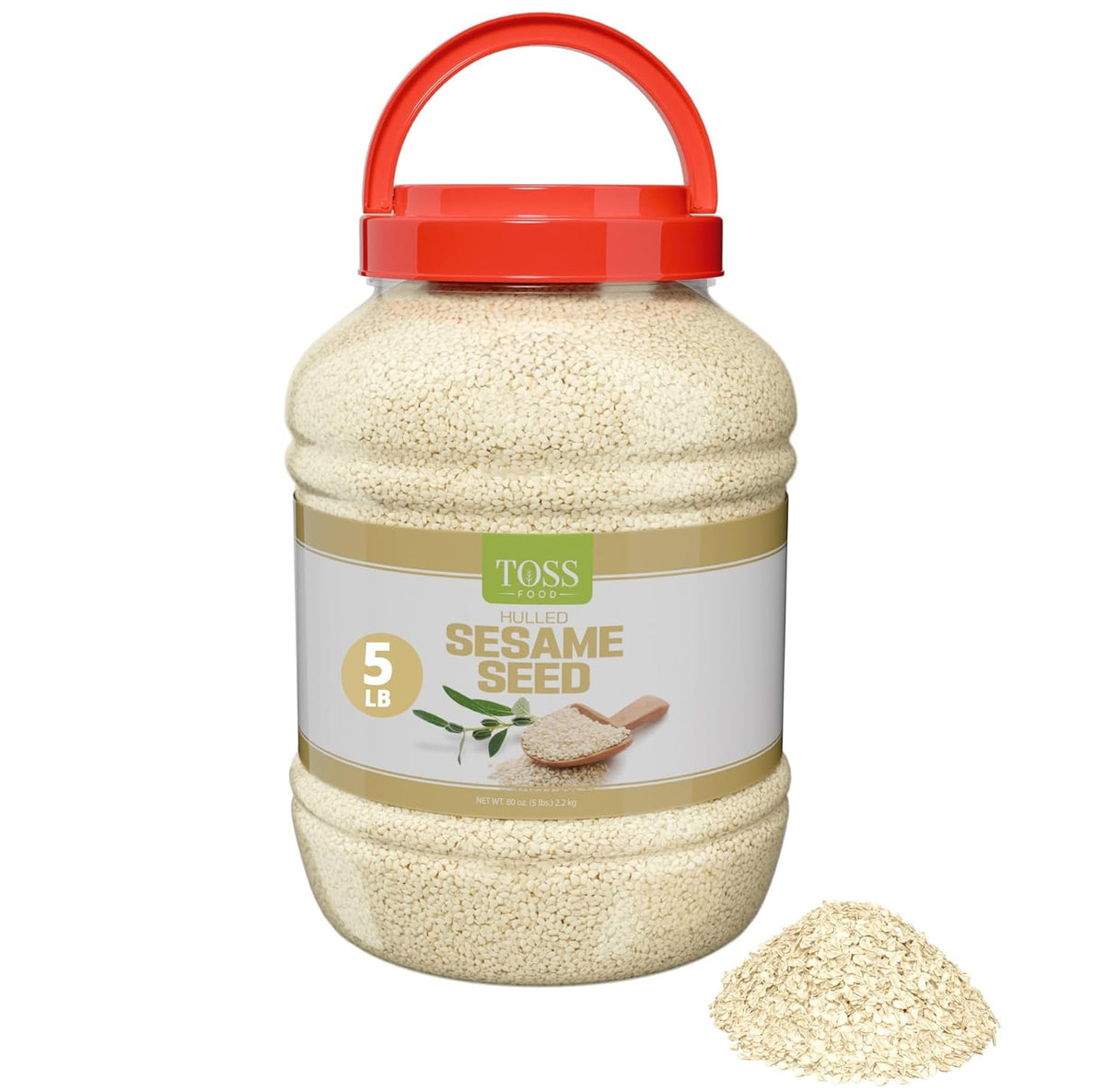 Hulled White Sesame Seeds 5 LB Container F17045