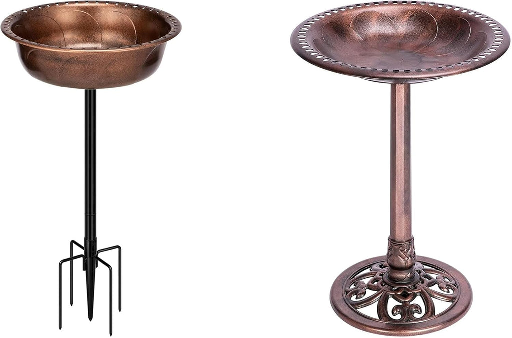 29 Inch Polyresin Bird Bath Bowl with Metal Stake O60244