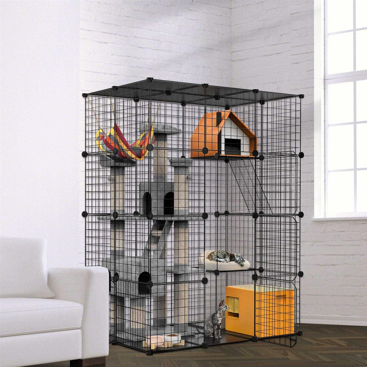 DIY 4-Door Large Cat Cage Playpen N7859