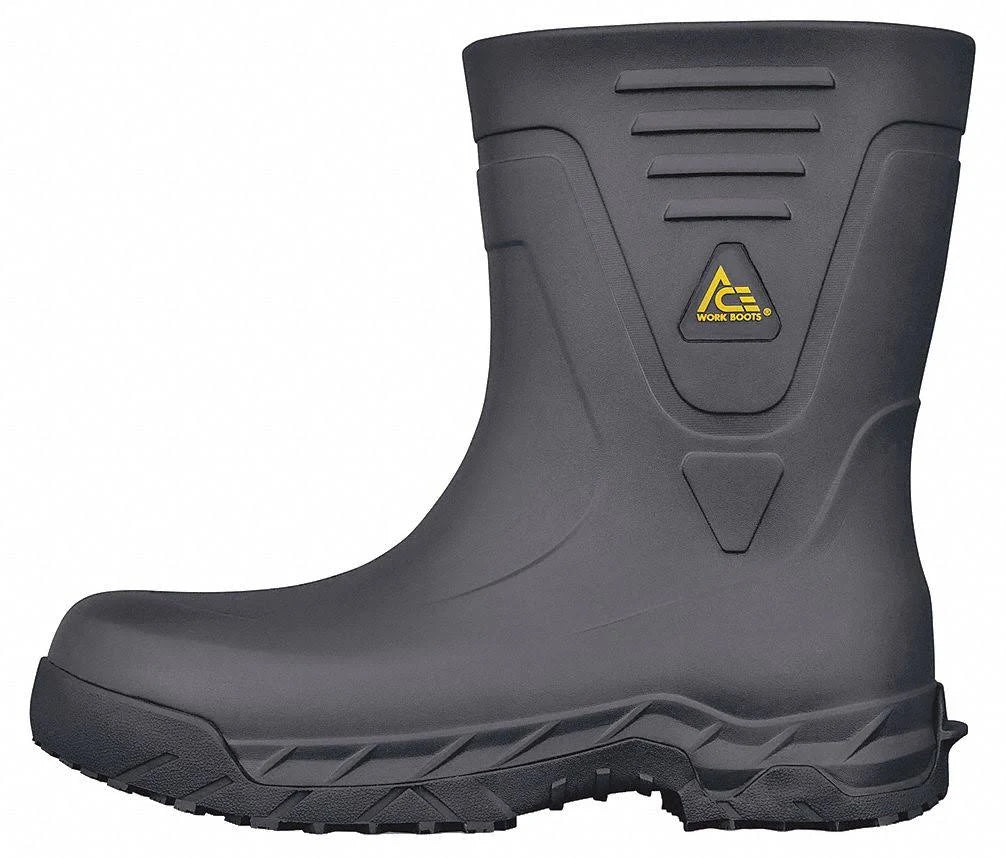 Black Mid-Calf Rubber Boot D5016