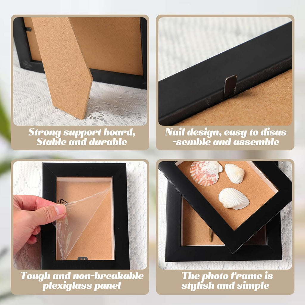 6 Pcs Black Wood Shadow Box Frame Set G54827