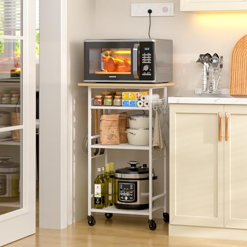 3 Tier Rolling Kitchen Microwave Cart with Adjustable Shelf J726