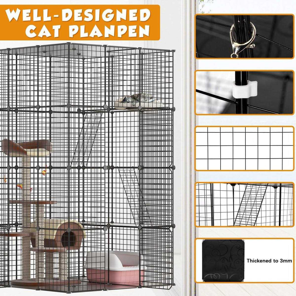 DIY 4-Door Large Cat Cage Playpen N7859
