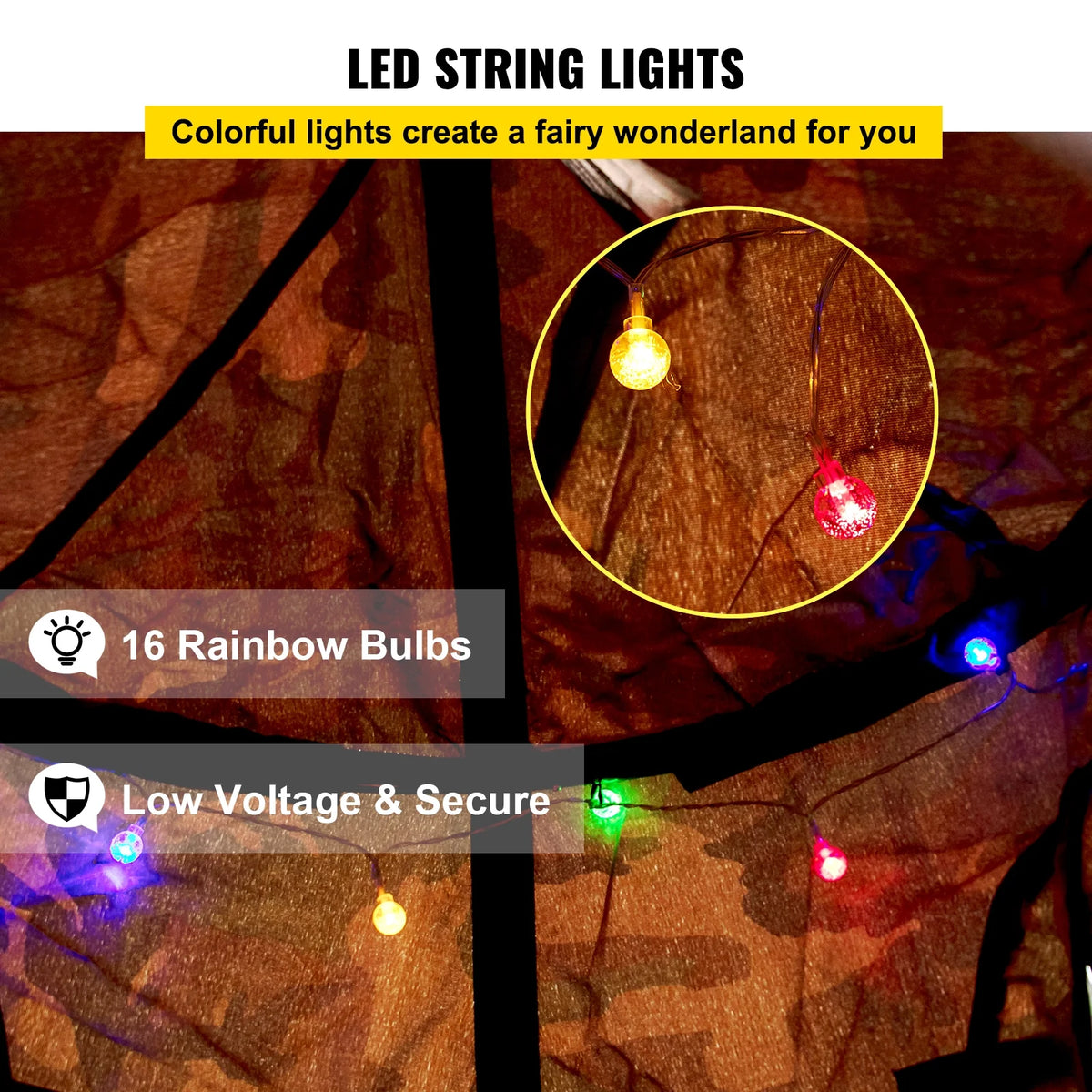 Hanging Tree Tent with LED Rainbow Decoration Lights Inflatable Cushion A21842