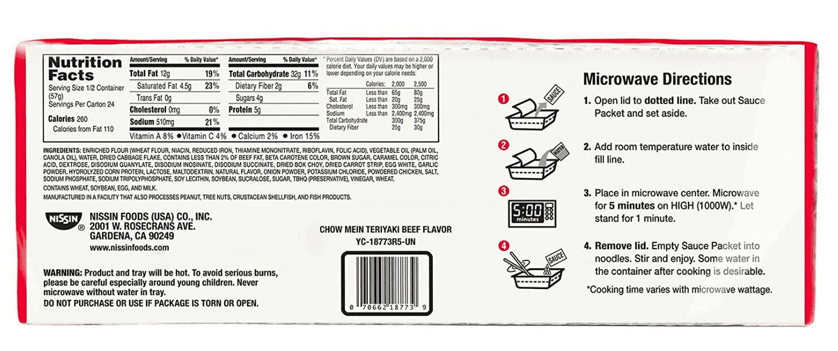 4.0 Ounce Pack of 12 Teriyaki Beef Chow Mein X48971