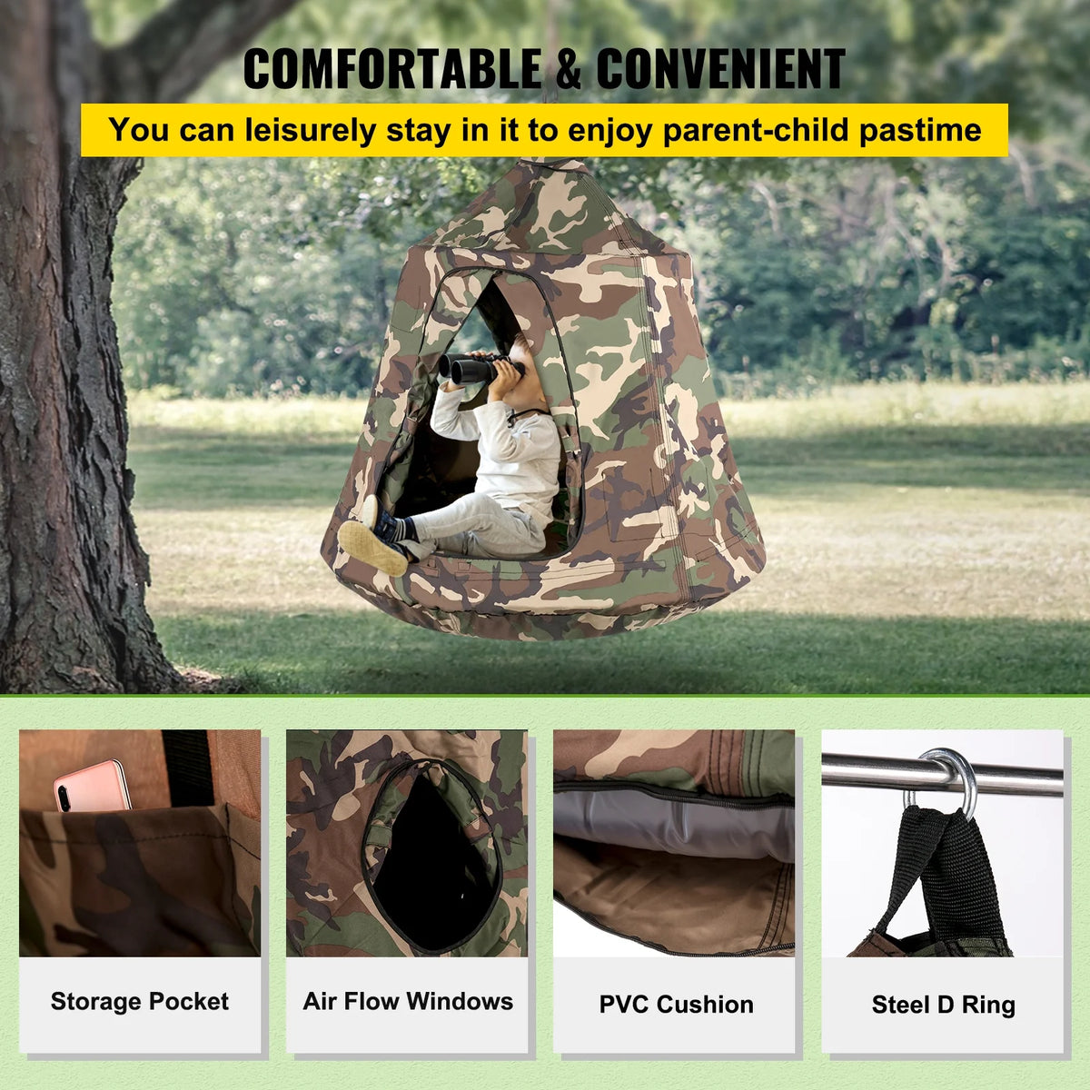 Hanging Tree Tent with LED Rainbow Decoration Lights Inflatable Cushion A21842
