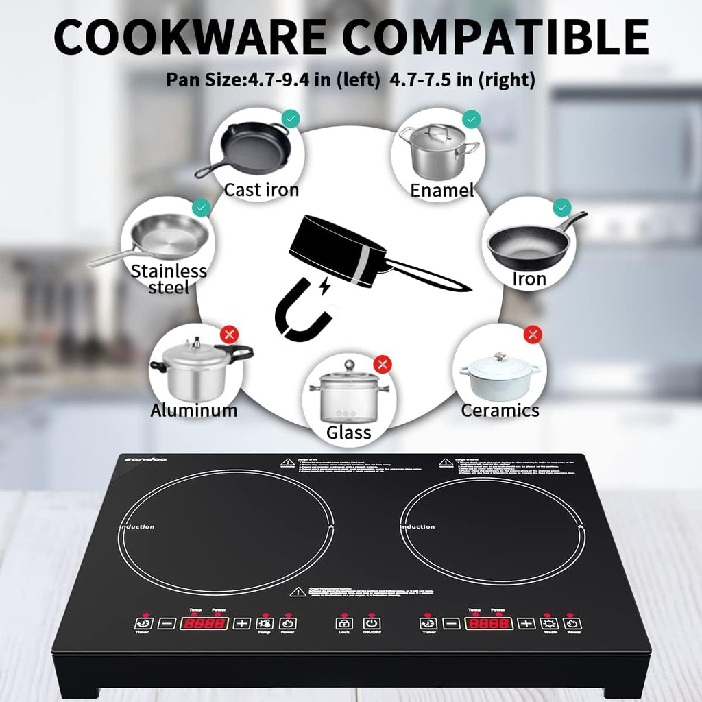1800W Double Induction Cooktop with Kids Safety Lock O5914
