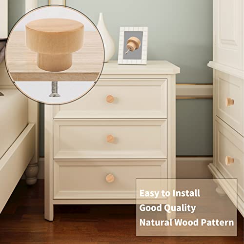 16PCS Unfinished Wood Dresser Knobs, Mushroom Wooden Cabinet Knobs, Round Wood Drawer Knobs Pulls Handle (Diameter: 1.3", Height: 1") E35199