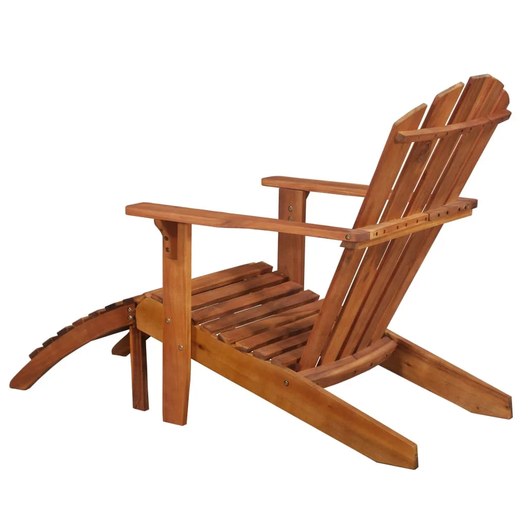 Brown Acacia Wood Adirondack Chair with Footrest D754