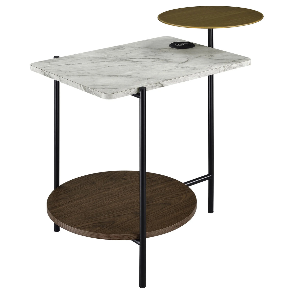 3-tier Wood Side Table with Wireless Charger R522