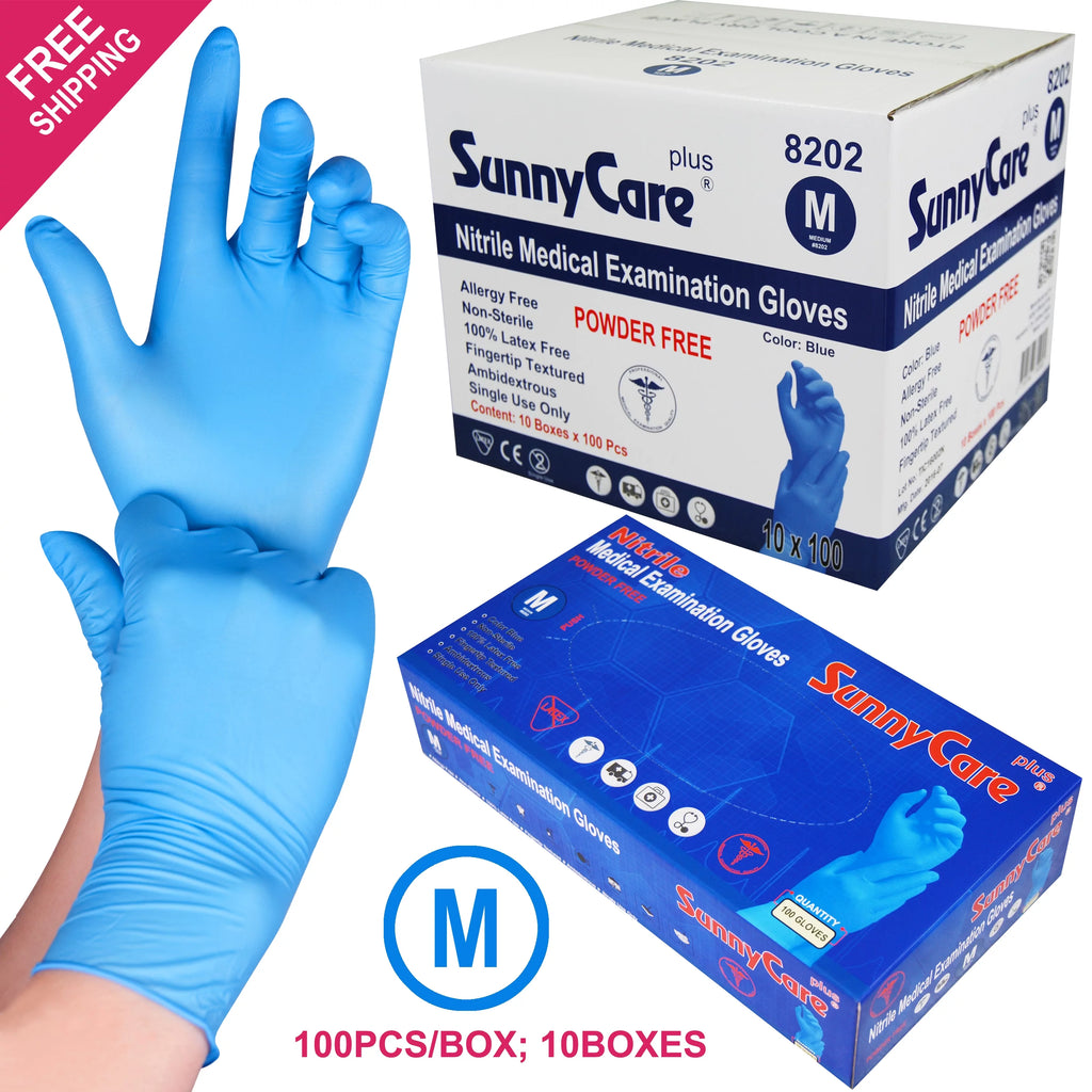 Blue Nitrile Medical Exam Gloves Powder Free Medium O24153
