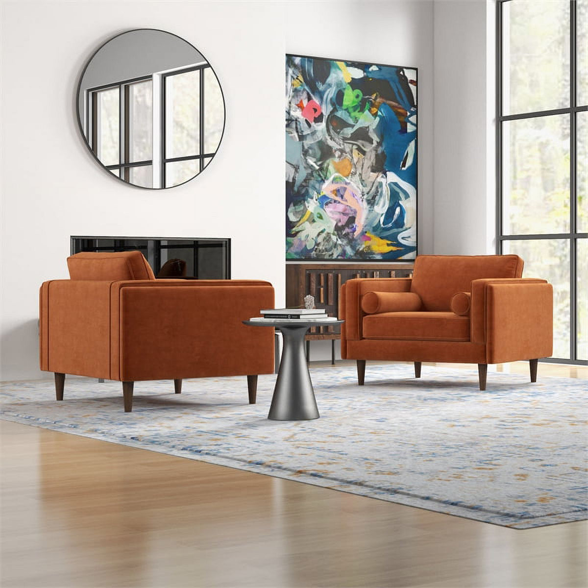 Orange Velvet Lounge Chair Set of 2 S421746