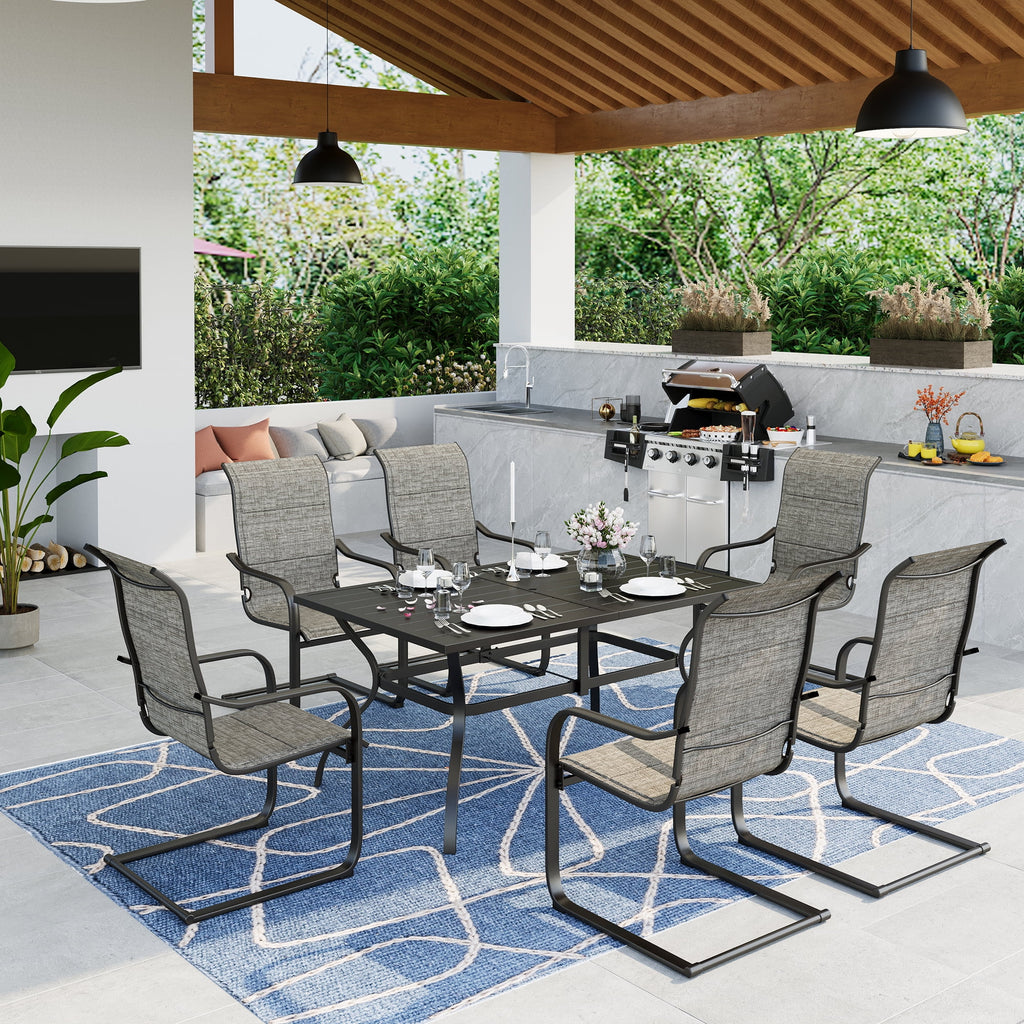 7 Pieces Outdoor Patio Dining Set with Table and 6 Chairs A570