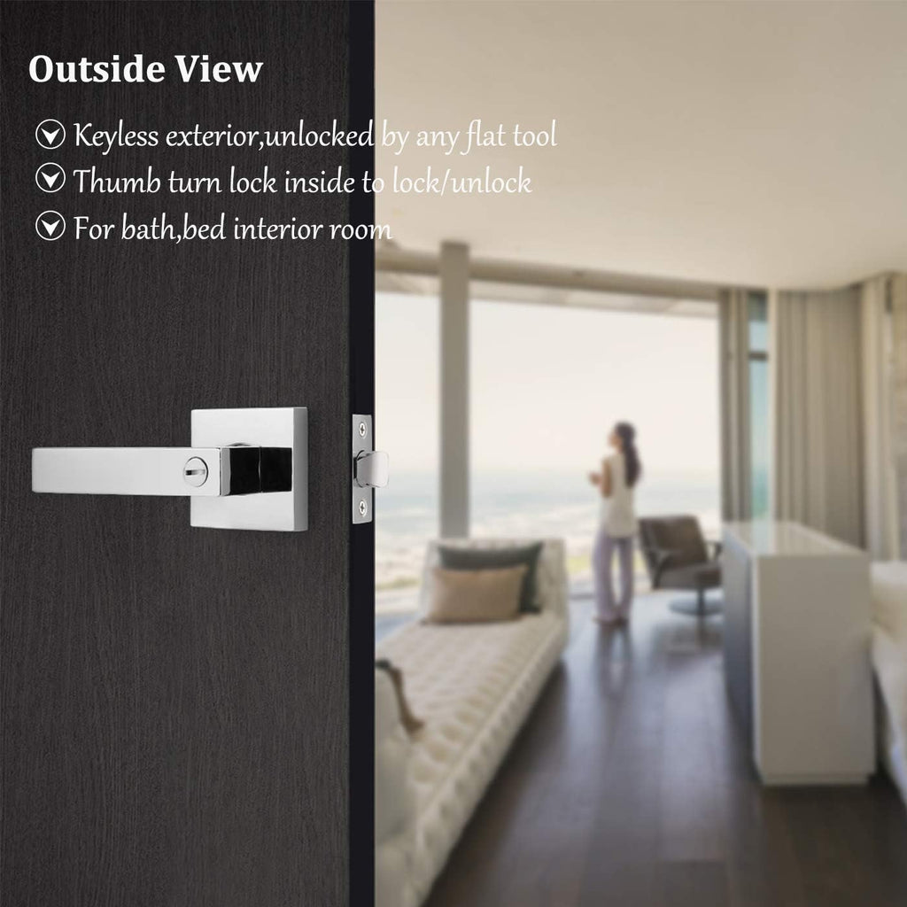 Polished Chrome Square Privacy Levers 5 Pack A1703