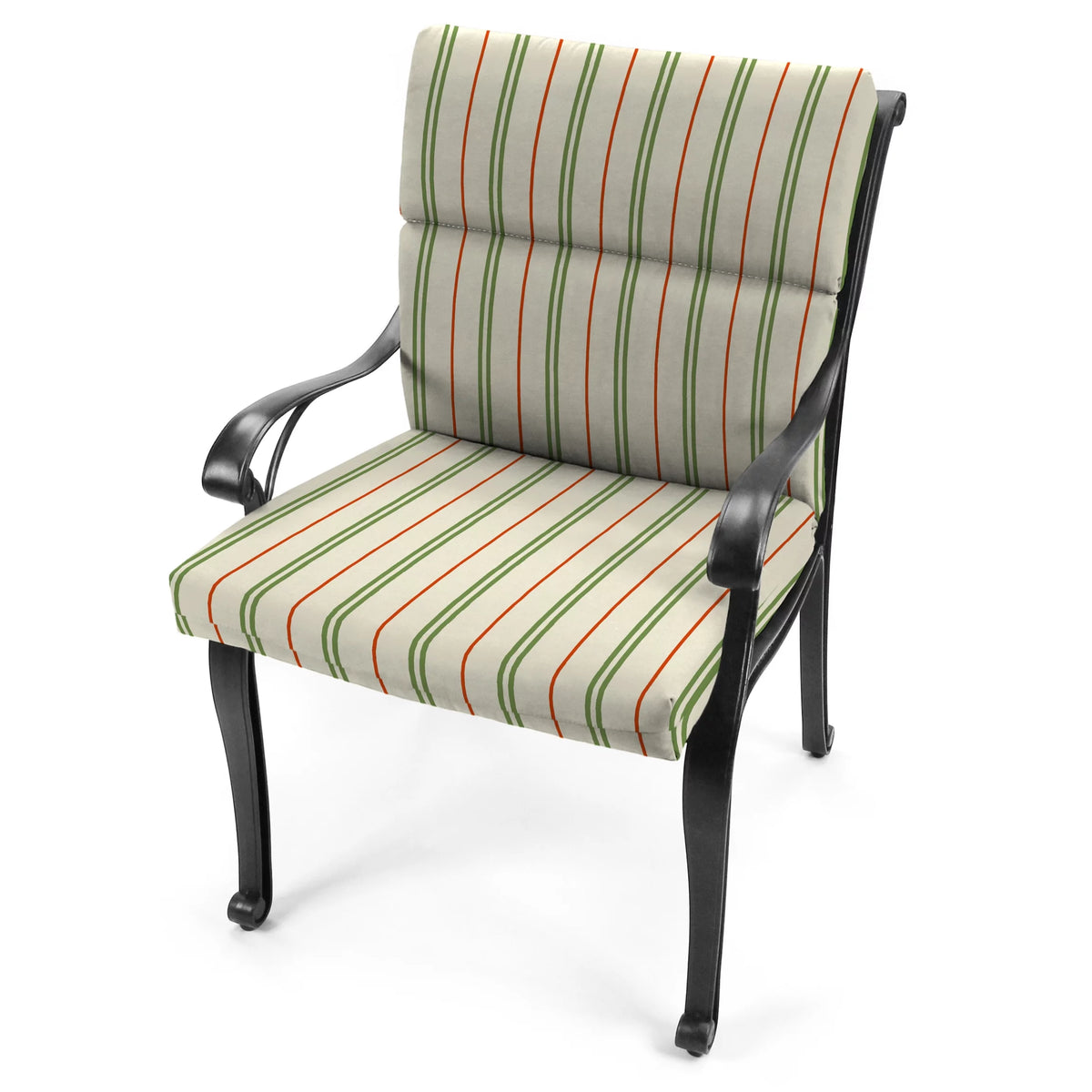 Cedar Grey Stripe Rectangular Outdoor Chair Cushion with Ties T21537