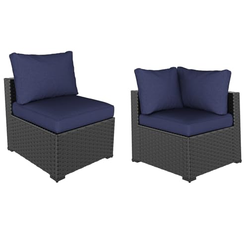 7 Piece Wicker Rattan Patio Sectional Sofa Set with Cushion D59833