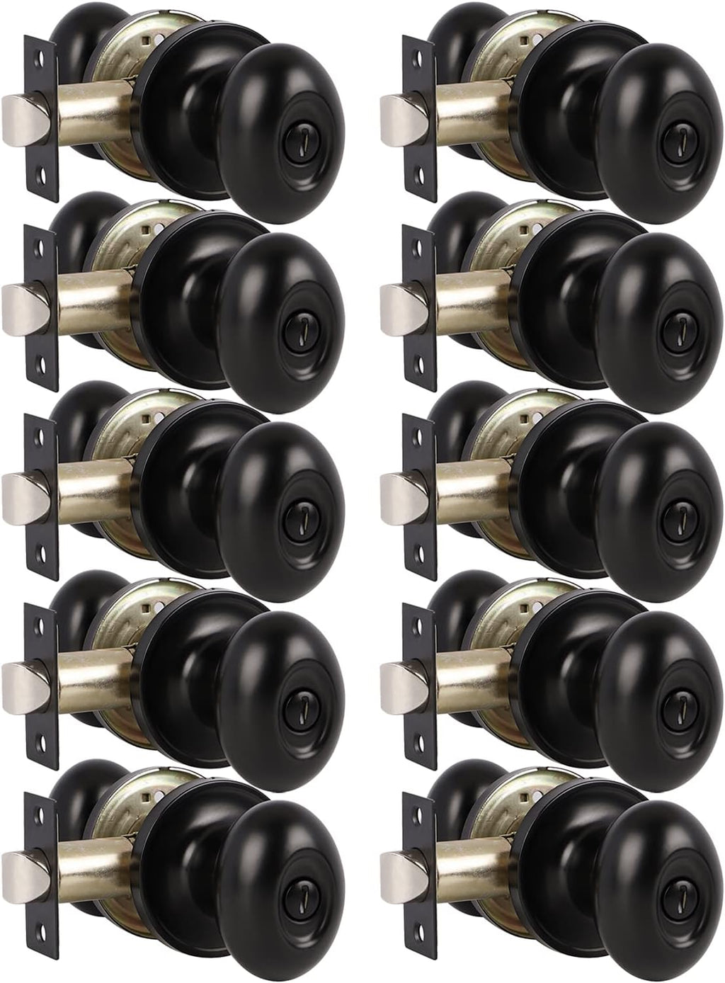 5 Pack Black Door Knobs Privacy Locks R54587