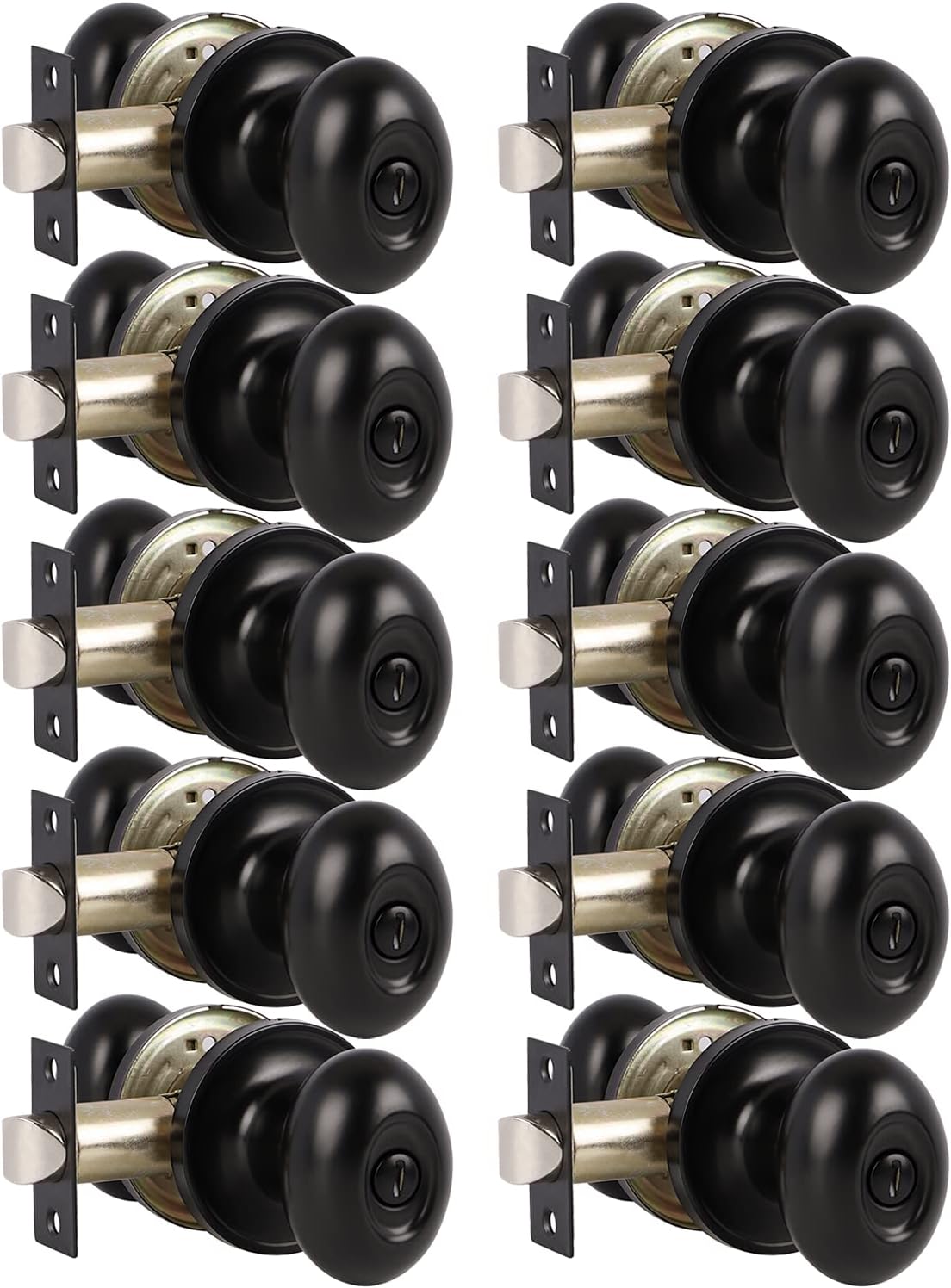 5 Pack Black Door Knobs Privacy Locks R54587