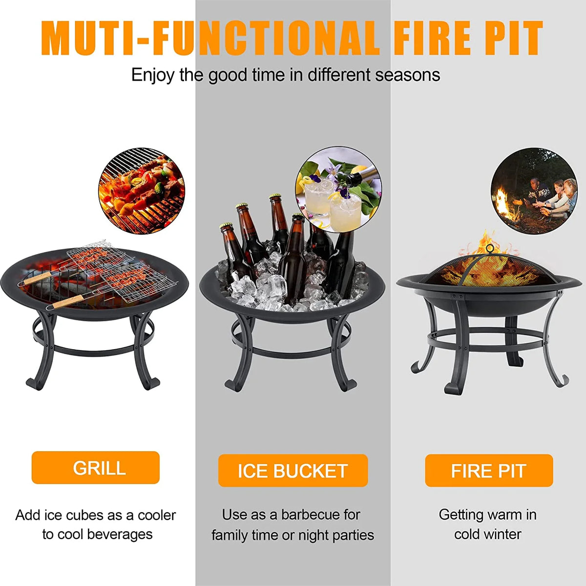 Black Metal Fire Pit Q86894