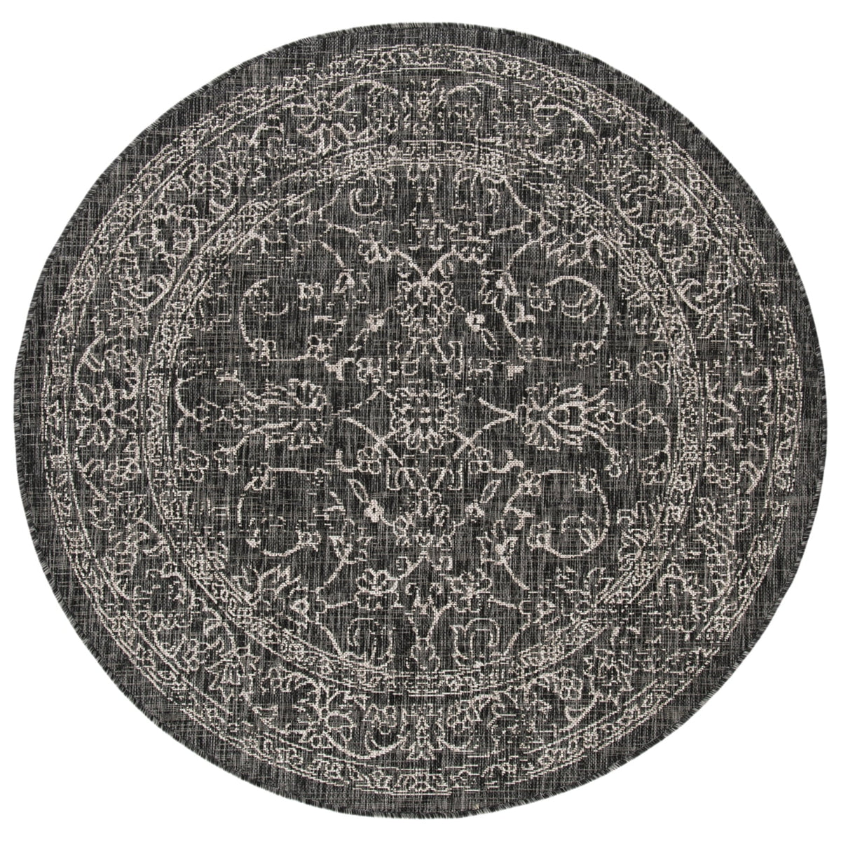 Black Ivory Round Indoor/Outdoor Area Rug J310