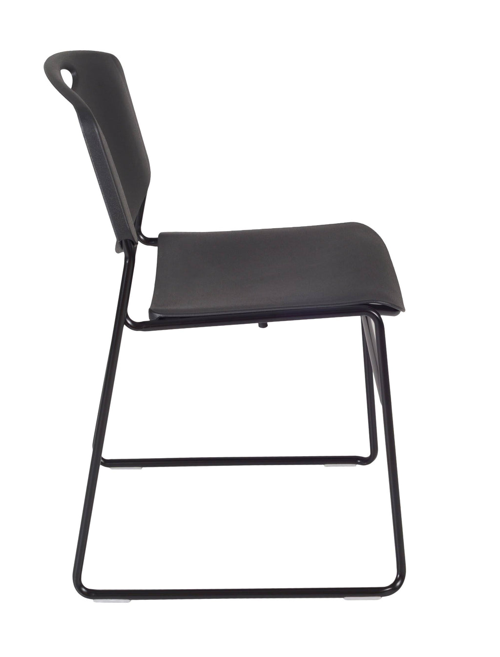 Beige Round Breakroom Table with 4 Black Stack Chairs G599