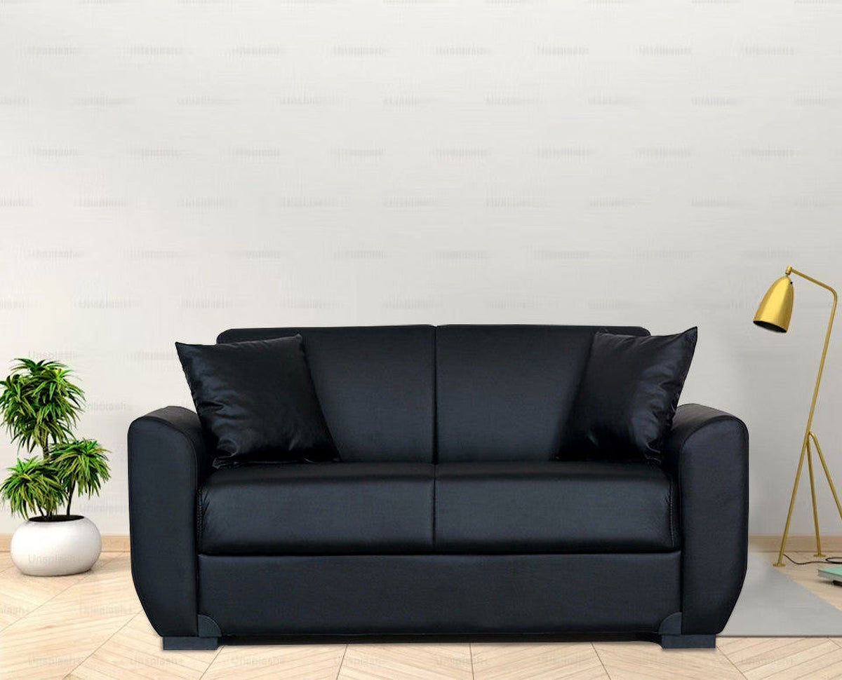 Black PU Leather Loveseat D972962