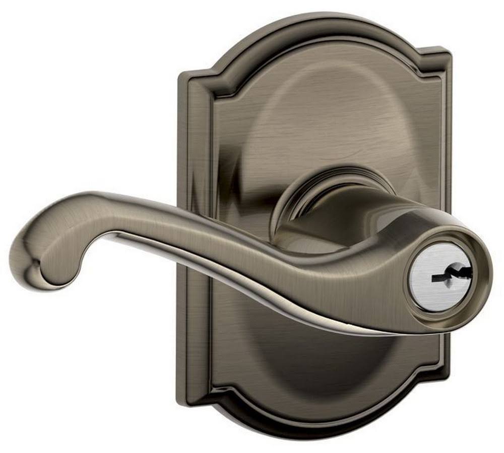 Antique Nickel Keyed Entry Lever Lock Z3653
