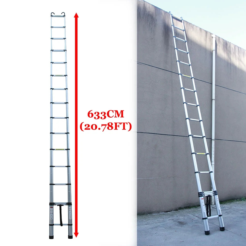 Telescoping Ladder 6.2M/20ft Aluminum Extension Folding Ladder with 2 Hooks X53521