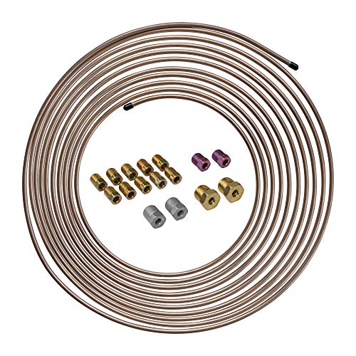 3/16" x 25' Copper-Nickel Brake Line Tubing Coil & Fitting Kit P40537