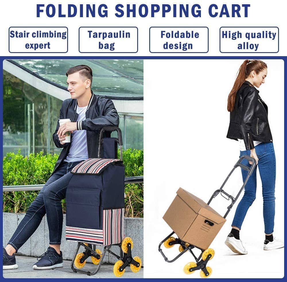 Folding Shopping Cart with Stair Climbing Cart D331