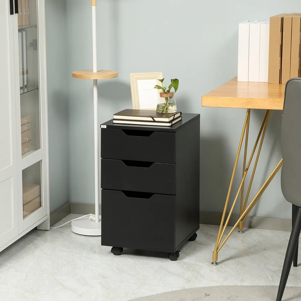 Black 3 Drawer Mobile File Cabinet X17319