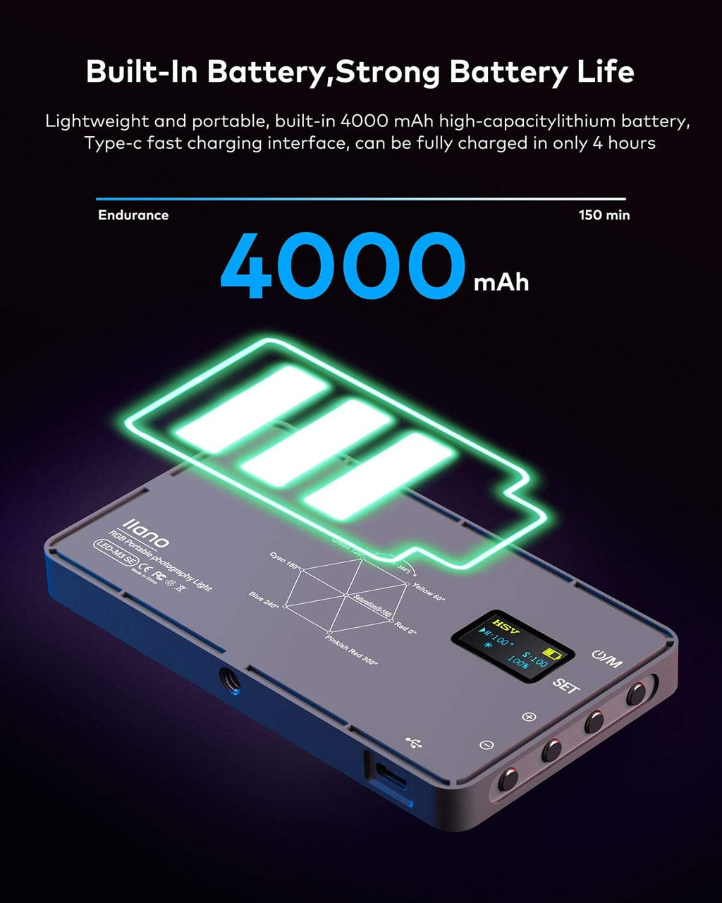 RGB Video Light with 4000mAh Rechargeable Battery K882918