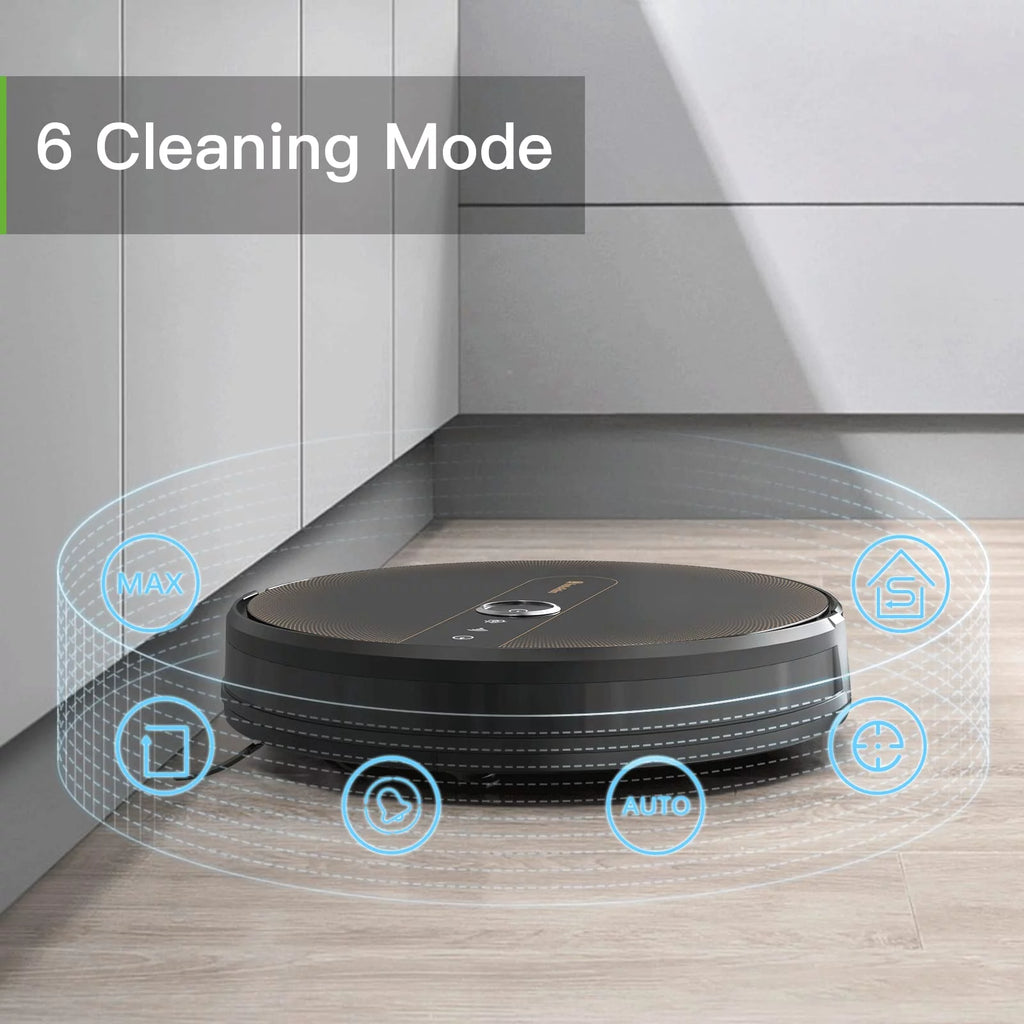 Black Robot Vacuum and Mop Combo with Smart Mapping, 2000Pa Suction U472734