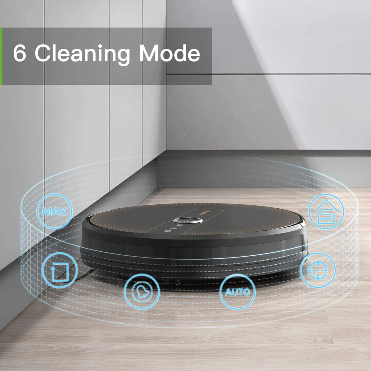 Black Robot Vacuum and Mop Combo with Smart Mapping, 2000Pa Suction U472734