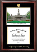 Gold Embossed Diploma Frame with Campus Images Lithograph J18858