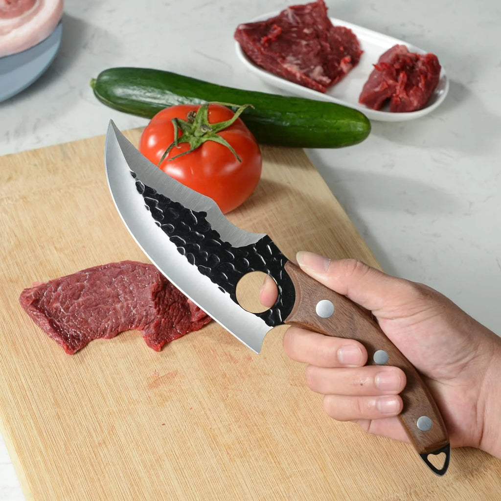 6 Inch High Carbon Steel Meat Cleaver Boning Knife with Sheath R8493