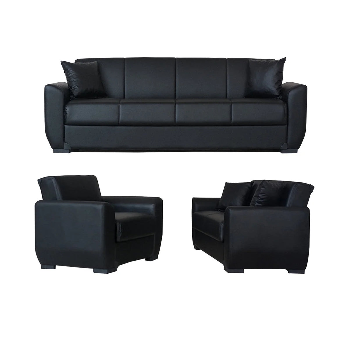 Black PU Leather Loveseat D972962
