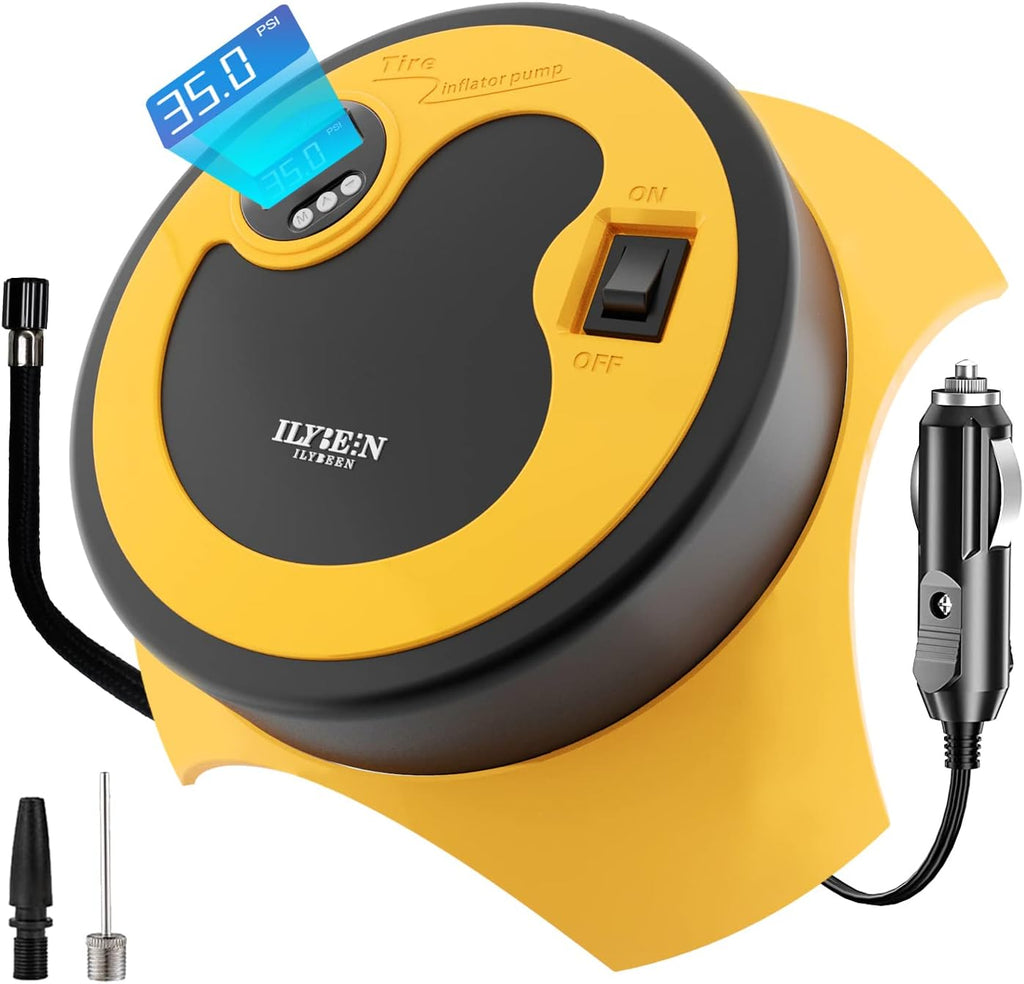 Tire Inflator Portable Air Compressor, DC 12V Auto Tire Pump, Digital Air Pump with LED Light, Long Power Cord Auto Shut Off, Pack of 2 G26508